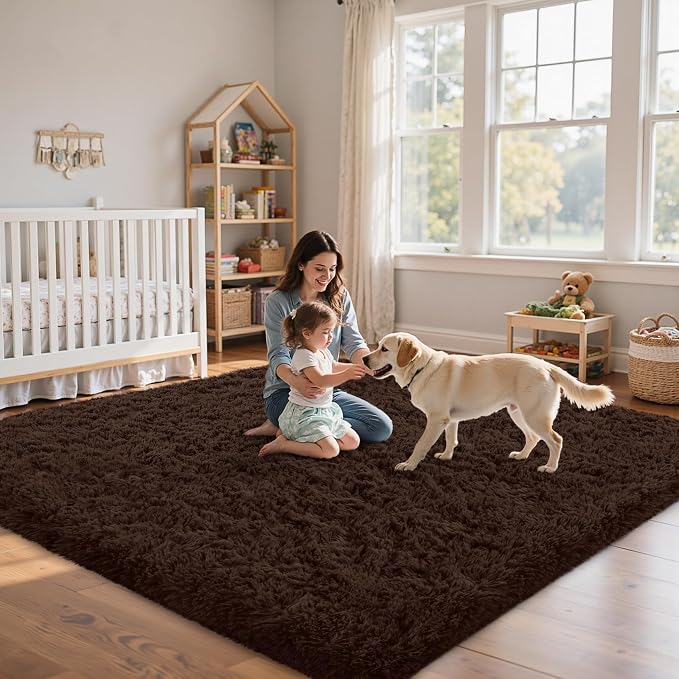 8x10 Area Rug for Living Room:Ultra Soft Fluffy Shag Brown Rugs, Large Fuzzy - Image 9