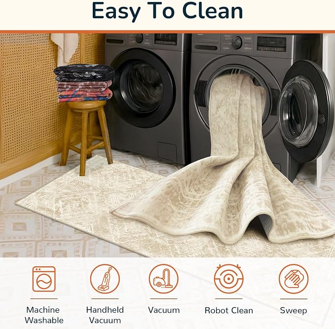 BESTSWEETIE Area Rug 5x7 Rug Machine Washable Non-Slip Low Pile Print Pattern - Image 3