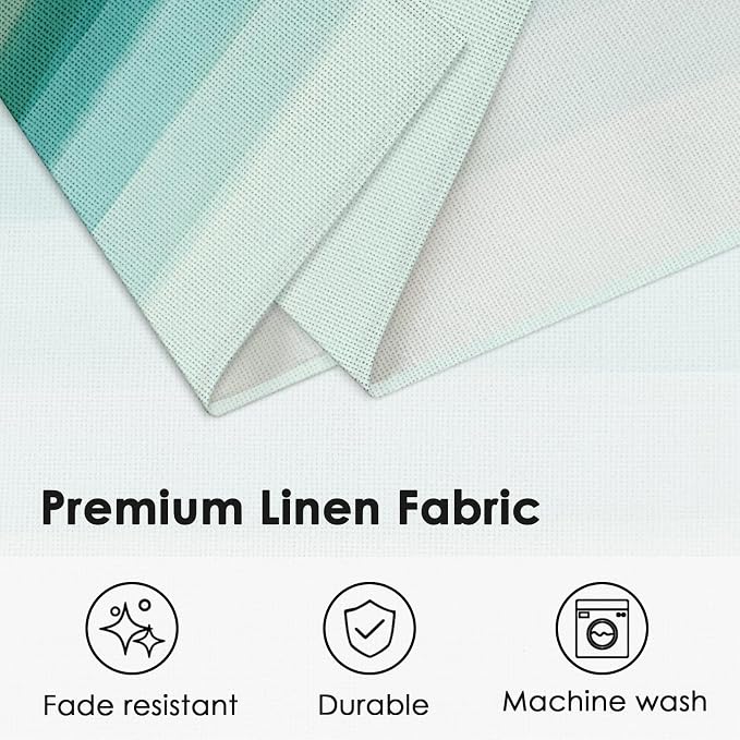 Emvency Farmhouse Placemats Set of 4, 12x18 Inch, Abstract Teal Striped | - Image 4