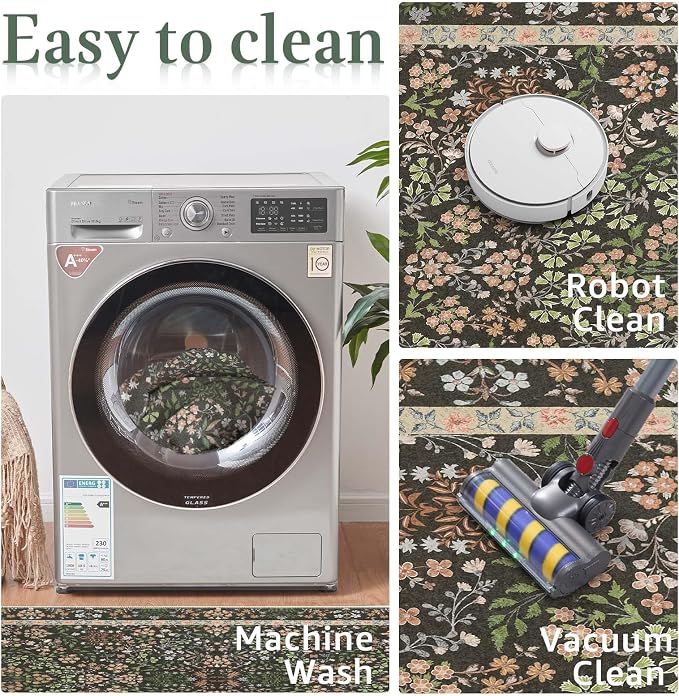 jinchan Zenith Floral 3x5 Area Rug Machine Washable Soft Low-Pile Non-Slip - Image 7