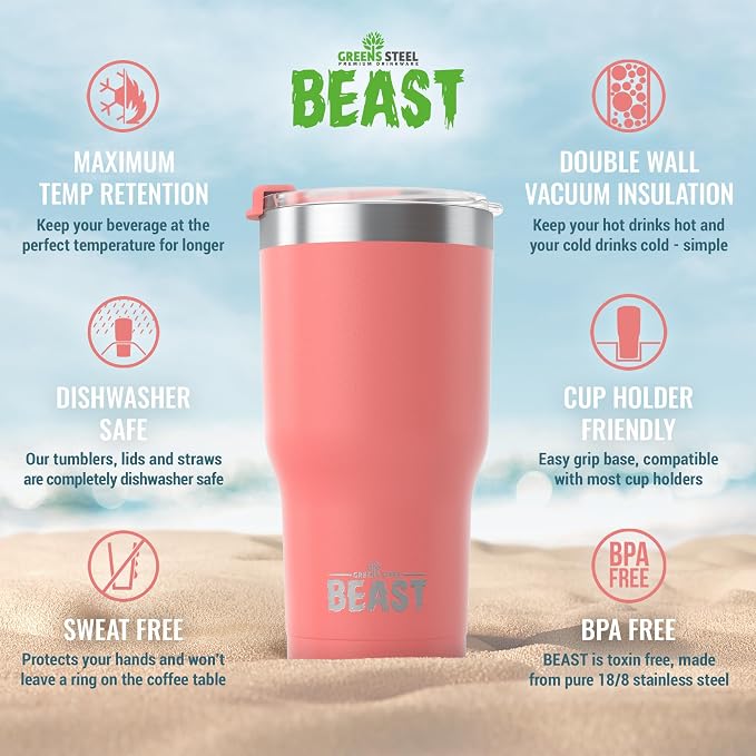 Beast 30 oz Tumbler Stainless Steel Vacuum Insulated Coffee Ice Cup Double Wall - Image 6