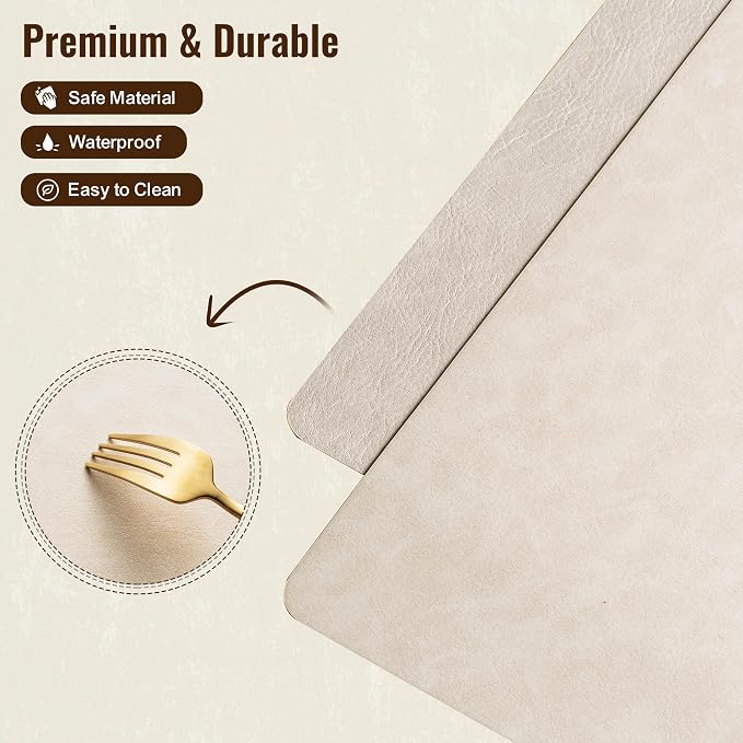 Placemats Set of 4, DOLOPL Reversible Dual-Color Faux Leather Place Mats - Image 7