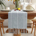 Wracra Rustic Linen Table Runner, Dusty Blue Table Runners 90 inches Long | by Wracra