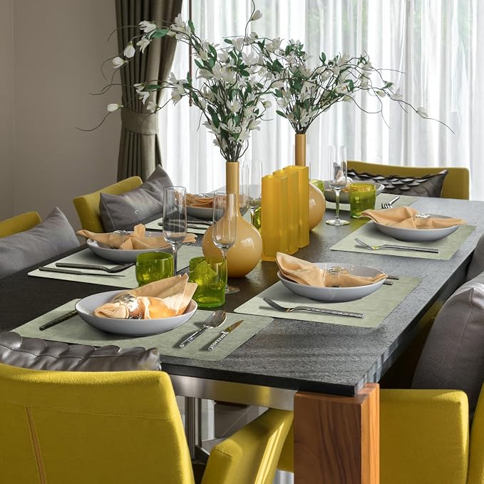 Maxpearl Faux Leather Placemats Set of 4, Light Green | Waterproof - Image 9