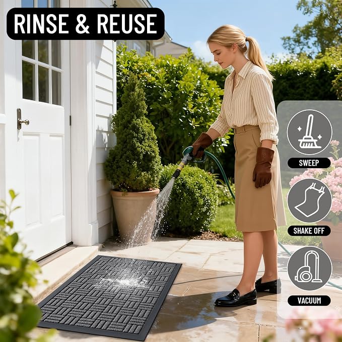 OLANLY Front Door Mat Outside Entrance 35x23, Heavy Duty Sturdy Natural Rubber - Image 8