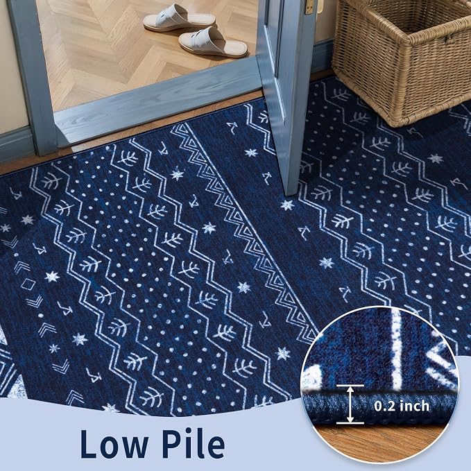 SERISSA 8x10 Area Rugs for Living Room, Washable Non-Slip Blue and White Boho - Image 7