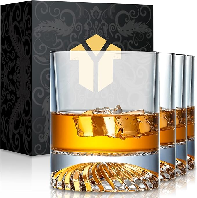 OPAYLY Whiskey Glasses Old Fashioned Glasses Set of 4 12oz Rocks Glasses Gift by OPAYLY