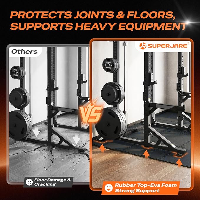 SUPERJARE 0.56'' Thick 48 Pcs 192 Sq Ft Rubber Top Exercise Equipment Mats - Image 4