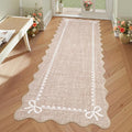GarveeHome Scalloped Bow Rug for Living Room, Solid Camel Rug for Dorm by GarveeHome