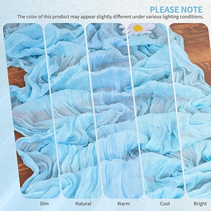 30 Pack Cheesecloth Table Runner 10FT Baby Blue Table Runner Light Blue Boho - Image 7