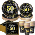 Pickmesh 250 Pcs 50th Birthday Party Supplies Decorations Serve 50 Black Gold by Pickmesh