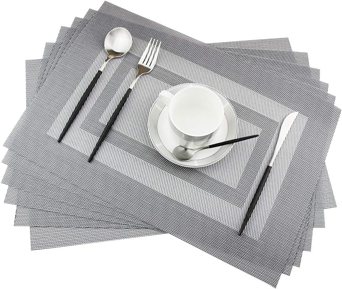 PIGCHCY Placemats Set of 6, Washable Woven Place Mats Vinyl Table Mats Non Slip by PIGCHCY
