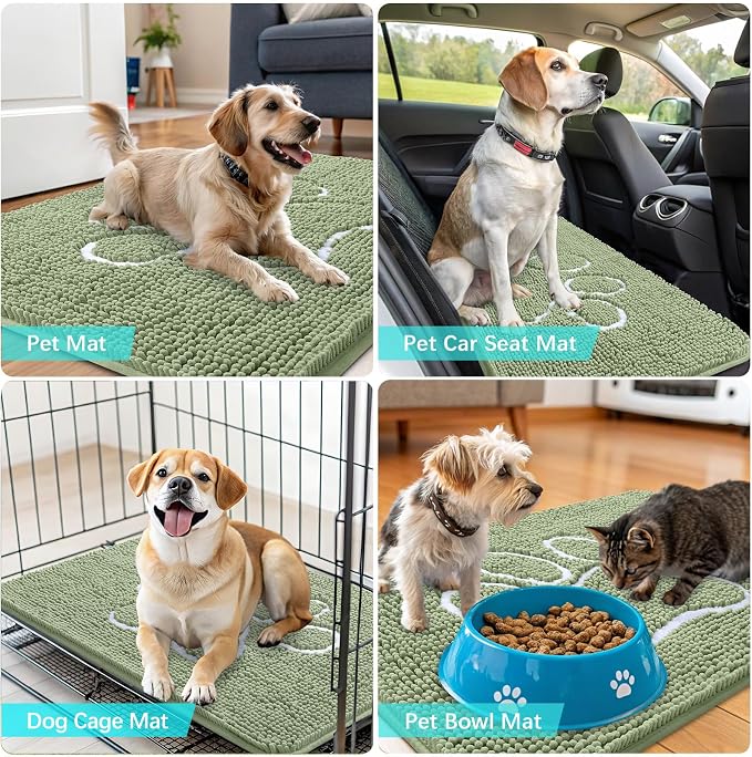 OLANLY Dog Door Mat for Muddy Paws 32x20, Paw Print Design, Absorbs Moisture - Image 7