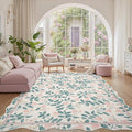 DCX Pink Botanical 5x7 Rug, Machine Washable Non Slip Stain Resistant Carpet by DCXWashableRug