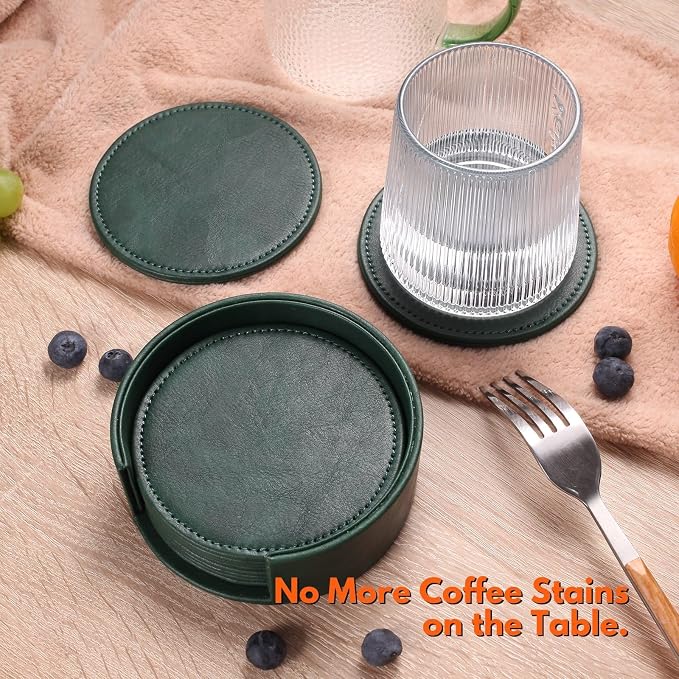 LAMOTI Leather Coasters for Drinks, Handmade Luxurious Home Décor and - Image 2
