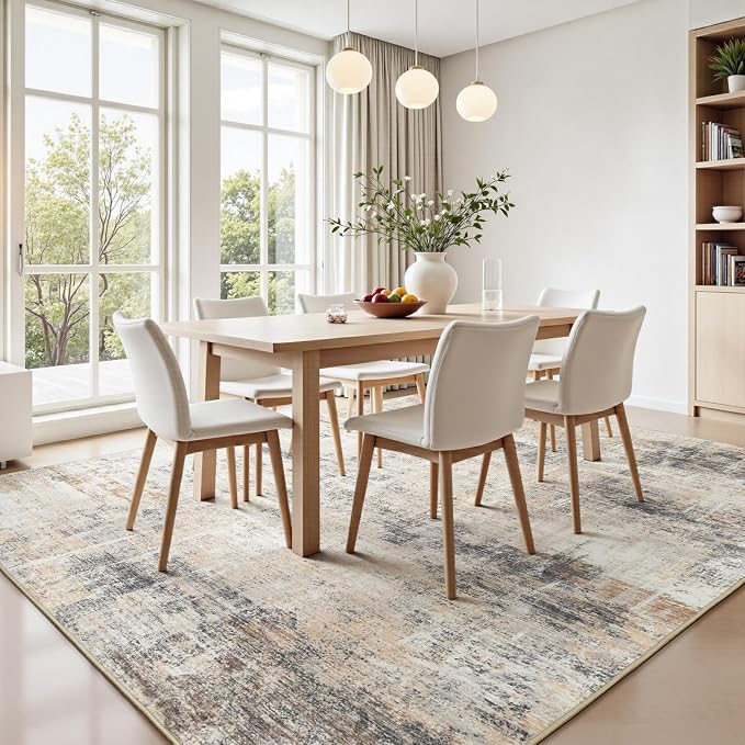 Lofus 9x12 Area Rug for Living Room, Neutral Modern Washable Carpet for Bedroom - Image 3