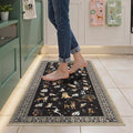 Black Floral Dog Rug Runner, 2x5 Washable Kitchen Mat Ultra-Thin Soft, Non-Slip by WelcometoBabovid