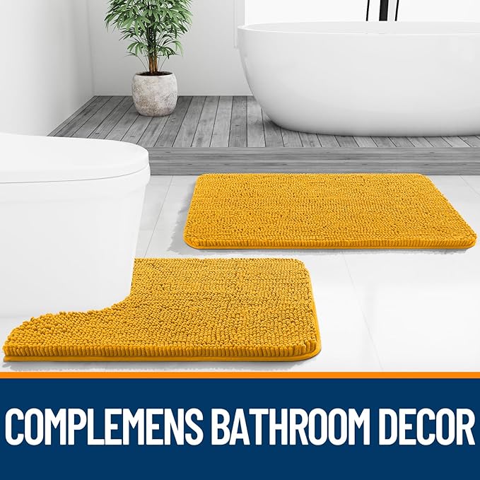 OLANLY Bathroom Runner Rugs 44x24, Soft Absorbent Chenille Bath Rugs, Rubber - Image 7