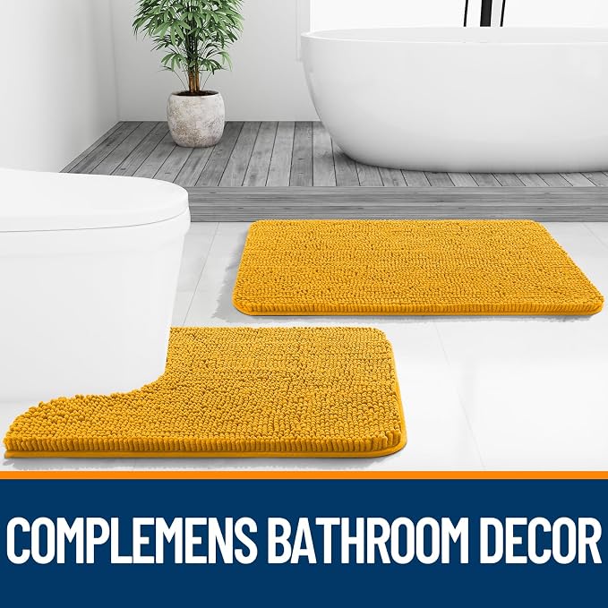 OLANLY Small Bathroom Rugs 24x16, Soft Absorbent Chenille Bath Rugs, Rubber - Image 7