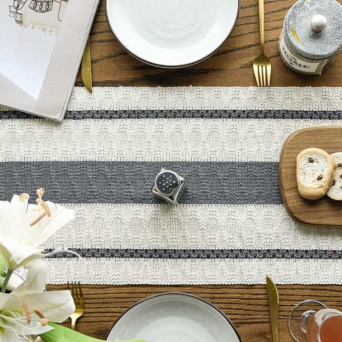 Artoid Mode Dark Green Rustic Woven Table Runner 12x120 Inch | Holiday - Image 3