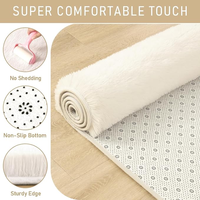LOCHAS Ultra Soft Indoor Modern Area Rugs 2x6, Fluffy Living Room Carpets - Image 5