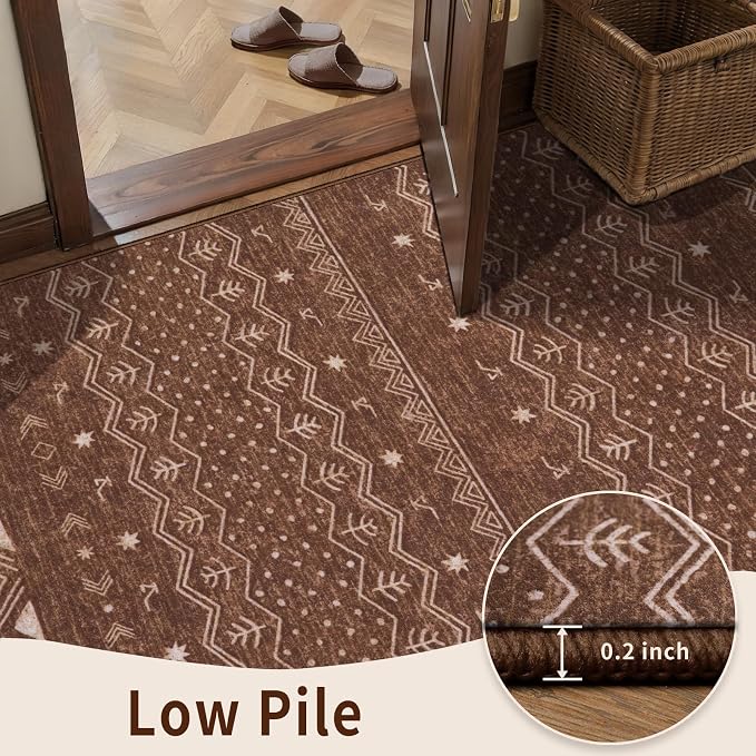 SERISSA 2x4 Rugs for Entryway, Washable Non-Slip Coffee Brown Small Runner Rug - Image 7