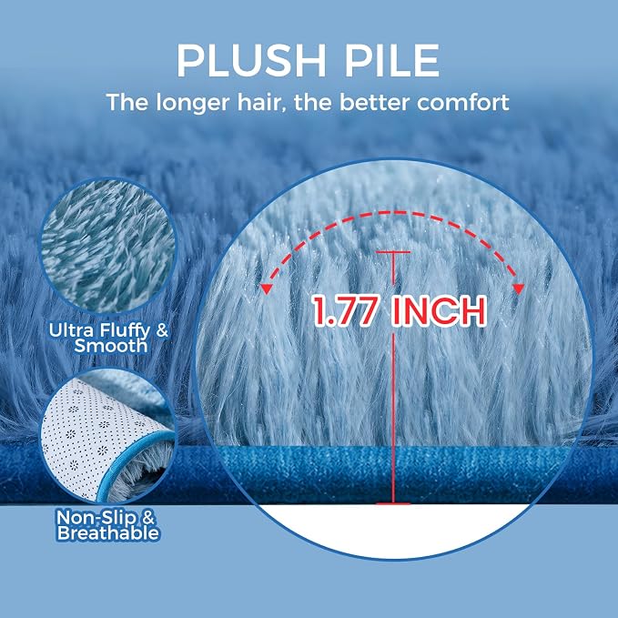 Ultra Soft Rug for Living Room, 9X12 Fluffy Shag Area Rug for Bedroom, Modern - Image 6