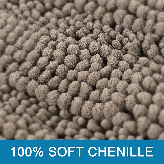 H.VERSAILTEX Bath Mats for Bathroom Non Slip Extra Thick Chenille Striped Bath - Image 3