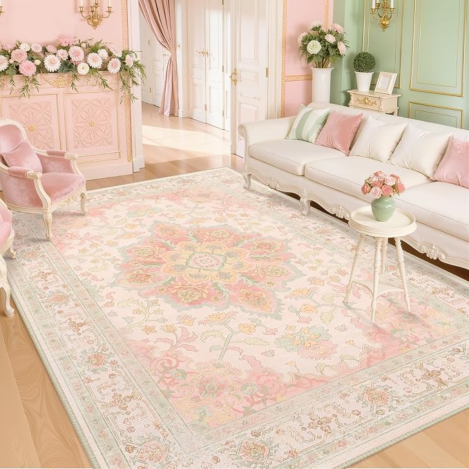 CAPALOCA Machine Washable Rugs Nursery Rug 8x10 Cute Girl Non Slip Low Pile - Image 3