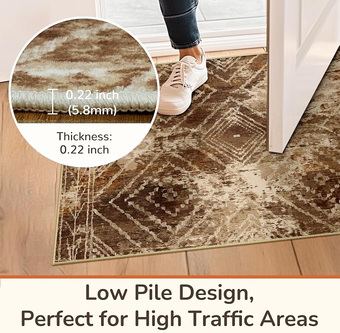 BESTSWEETIE Area Rug 3x5 Rug Machine Washable Non-Slip Low Pile Print Pattern - Image 3
