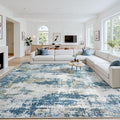Area Rug 8x10 Living Room Rug Washable: No-Slip Abstract Soft Thin Large Blue by Oriannal
