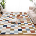 Super Soft Rug for Bedroom, 6x9 Ft Rainbow Area Rug Classic Checkered Shaggy by TOOHUB