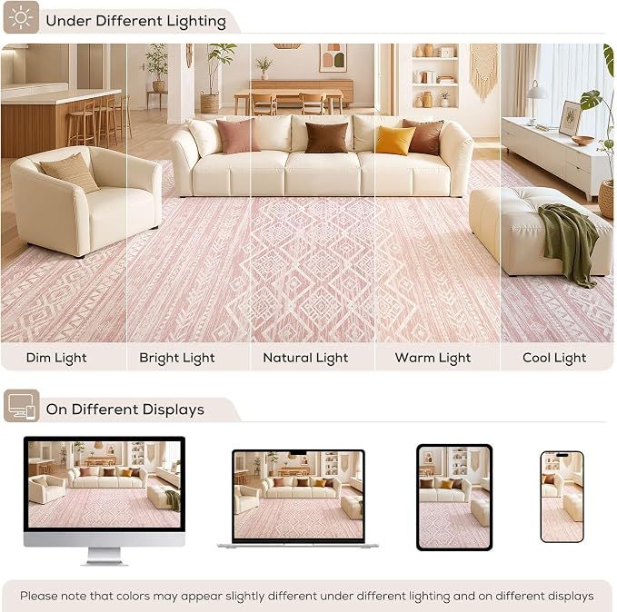 Nakagishi Area Rug Living Room Rugs: 6x9 Large Soft Machine Washable Boho - Image 9