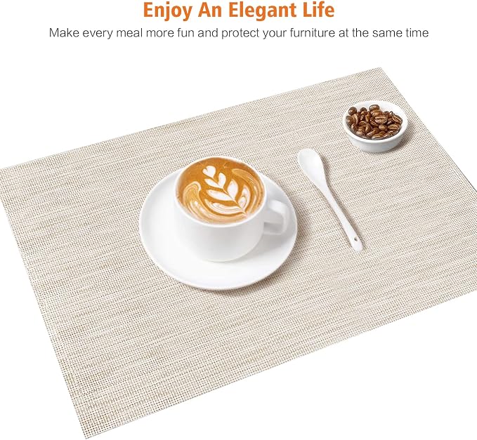 Placemats Set of 12, Vinyl PVC Heat Resistant Washable Placemats Set, Non Slip - Image 6