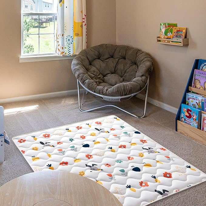 Odorless Premium Foam Baby Play Mat 79" x 71", Soft Microfiber Fabric Crawling Mat for Floor- Comfortable and Hypoallergenic, Non-Slip Cushioned Floor Playpen mat for Infants,Babies,Toddlers