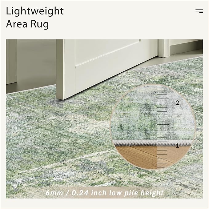 Soalmost 7x9 Area Rug for Living Room Washable Abstract Vintage Soft Thin - Image 7