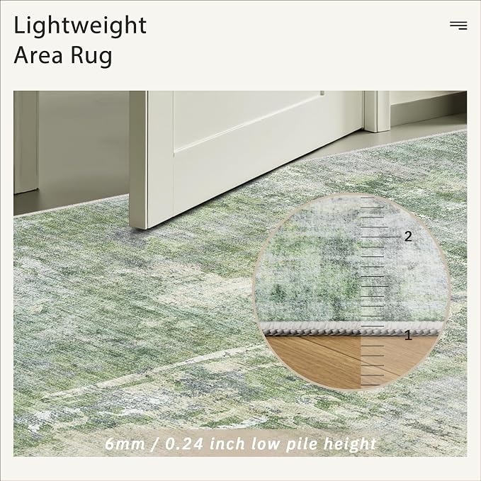 Soalmost 7x10 Area Rug for Living Room Washable Abstract Vintage Soft Thin - Image 7
