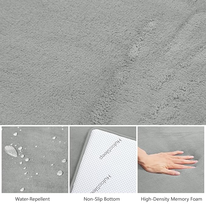 Baby Play Mat for Floor,1.3" Thick Elasti-Foam 50"×50" Playpen Mat for Tummy Time,Water Repellent Soft Coral Velvet for Toddler,Infant,Kids,Non-Slip Backing Safe for Crawling(Light Grey)