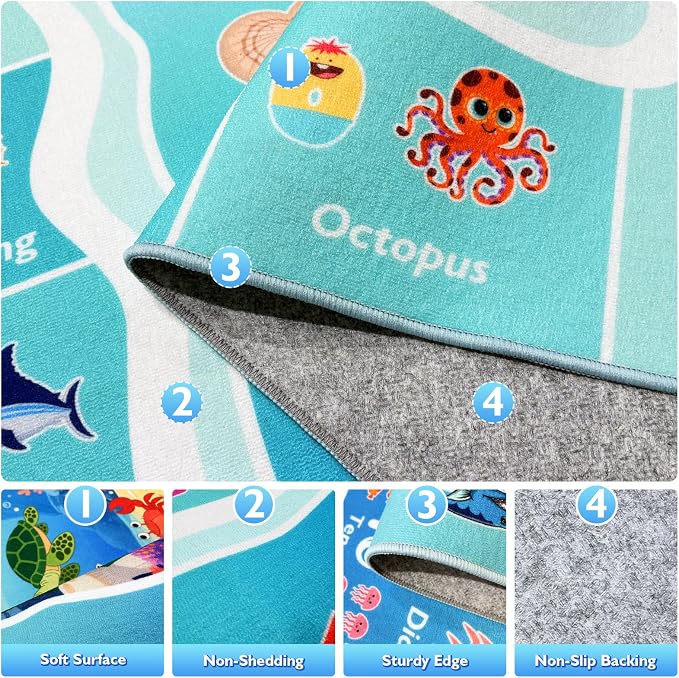 ABC Kids Ocean Rug for Playroom, 8x10 ft Alphabet Classroom Rug, Educational - Image 4