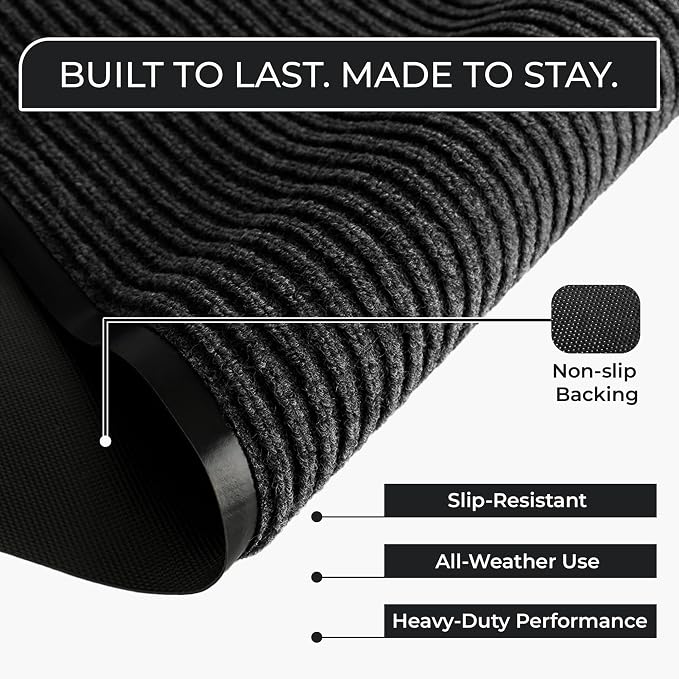 Commercial Door Mat 4'x6' Charcoal, Heavy Duty Industrial Floor Mat - Image 2