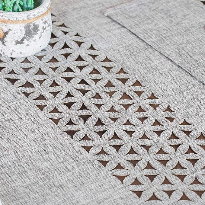 ARTABLE Gray Rectangle Fabric Table Runner Finished Edge 16 x 104 Inch | - Image 4
