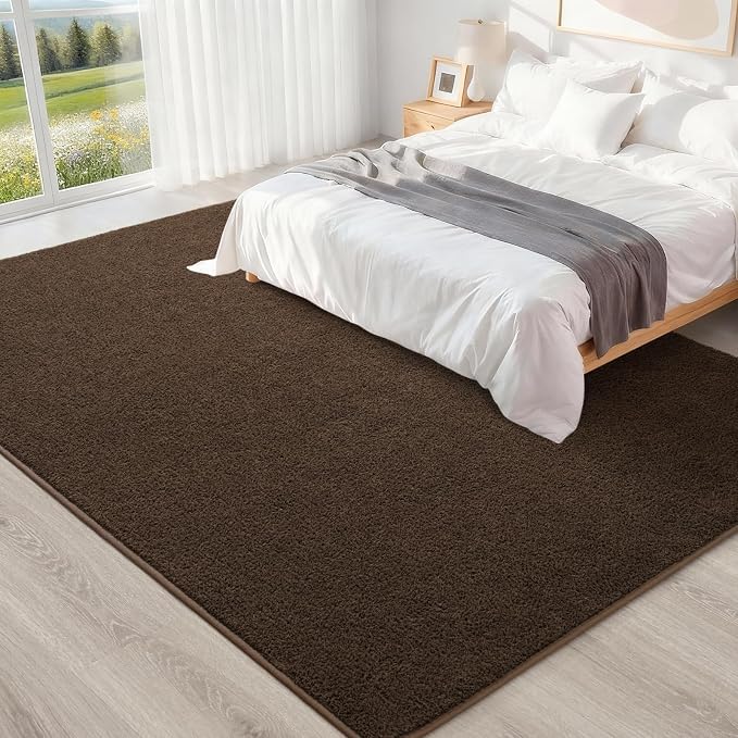 5x7 Feet Brown Area Rugs for Bedroom, Indoor Washable Memory Foam Rug for - Image 6