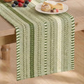 Artoid Mode Army Green Farmhouse Stripe Braided Table Runner 12x90 Inch | by ArtoidMode
