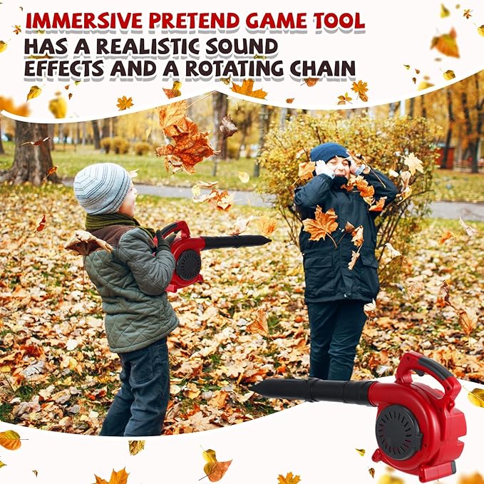 3 Pcs Toy Gardening Tool Set for Kids Toy Leaf Blower Weed Trimmer Hedge Trimmer Pretend Play Set with Lights and Sounds Birthday for Boys Girls