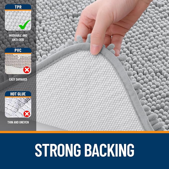 OLANLY Bathroom Rugs 35x24, Extra Soft Absorbent Chenille Bath Rugs, Rubber - Image 7