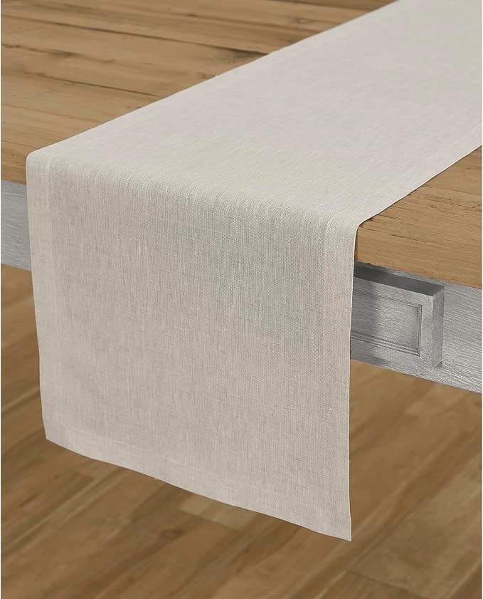 Solino Home 100% Pure Linen Table Runner Natural Woven, Athena 14 x 60 in | - Image 2