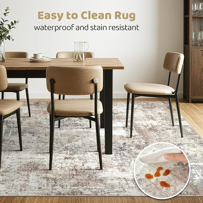 4x6 Rug Washable Area Rugs: Abstract Modern Soft Stain Resistant Indoor Floor - Image 6