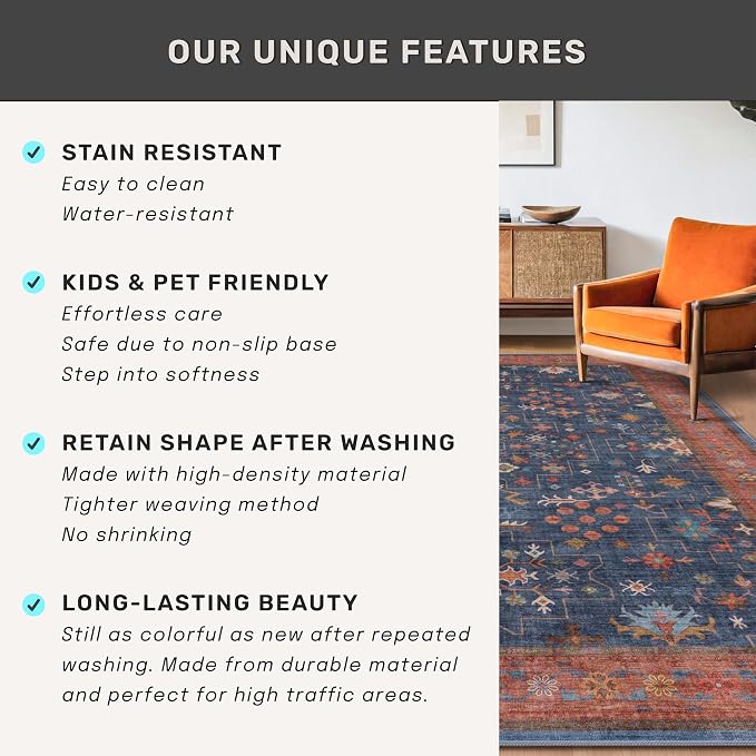 Washable 4x6 Small Rug for Living Room, Area Rug for Kitchen, Large Entryway - Image 8