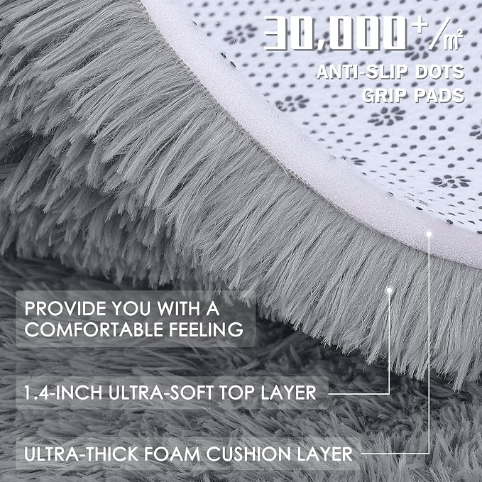 OLANLY 3x4 Machine Washable Accent Rug, Soft Fluffy Shaggy Area Rug - Image 8