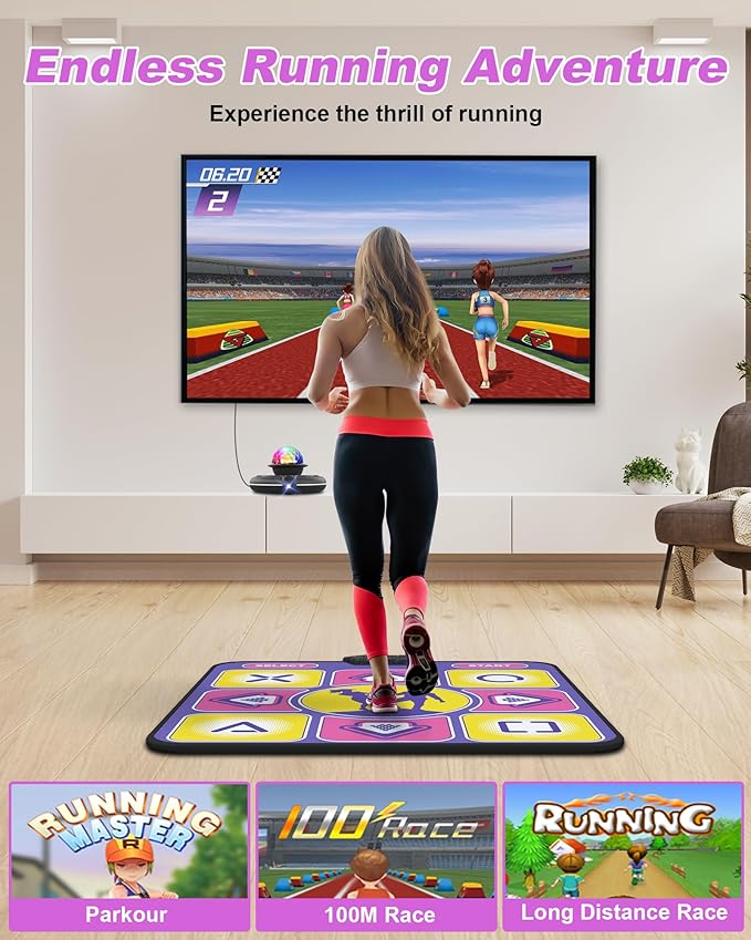 Eletrionic Dance Mat for TV with HD Camera, Non-Slip Dance Pad for Girls Boys, Dance Game Mat Xmas B-Day Gifts for Kids Adults (Purple)